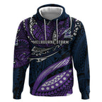 Personalised Melbourne Storm Hoodie Polynesian Tribal Art Style With Cyborg Storm Mascot