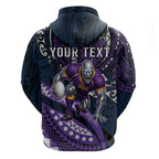 Personalised Melbourne Storm Hoodie Polynesian Tribal Art Style With Cyborg Storm Mascot