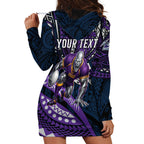 Personalised Melbourne Storm Hoodie Dress Polynesian Tribal Art Style With Cyborg Storm Mascot