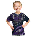 Personalised Melbourne Storm Kid T Shirt Polynesian Tribal Art Style With Cyborg Storm Mascot