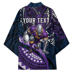 Personalised Melbourne Storm Kimono Polynesian Tribal Art Style With Cyborg Storm Mascot