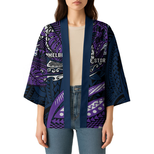 Personalised Melbourne Storm Kimono Polynesian Tribal Art Style With Cyborg Storm Mascot