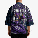 Personalised Melbourne Storm Kimono Polynesian Tribal Art Style With Cyborg Storm Mascot