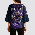 Personalised Melbourne Storm Kimono Sleeve Blouse Polynesian Tribal Art Style With Cyborg Storm Mascot