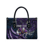 Personalised Melbourne Storm Leather Bag Polynesian Tribal Art Style With Cyborg Storm Mascot