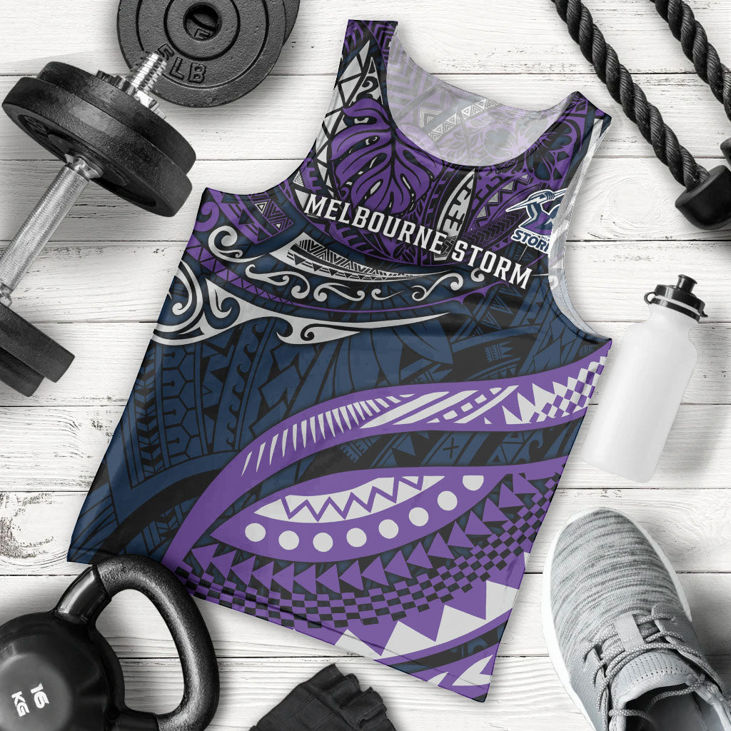 Personalised Melbourne Storm Men Tank Top Polynesian Tribal Art Style With Cyborg Storm Mascot