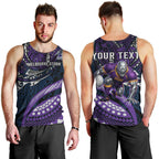 Personalised Melbourne Storm Men Tank Top Polynesian Tribal Art Style With Cyborg Storm Mascot