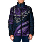 Personalised Melbourne Storm Padded Jacket Polynesian Tribal Art Style With Cyborg Storm Mascot