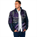Personalised Melbourne Storm Padded Jacket Polynesian Tribal Art Style With Cyborg Storm Mascot