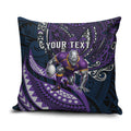 Personalised Melbourne Storm Pillow Cover Polynesian Tribal Art Style With Cyborg Storm Mascot