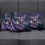 Personalised Melbourne Storm Pillow Cover Polynesian Tribal Art Style With Cyborg Storm Mascot