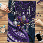 Personalised Melbourne Storm Puzzle Polynesian Tribal Art Style With Cyborg Storm Mascot