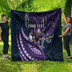 Personalised Melbourne Storm Quilt Polynesian Tribal Art Style With Cyborg Storm Mascot