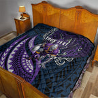 Personalised Melbourne Storm Quilt Polynesian Tribal Art Style With Cyborg Storm Mascot