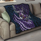 Personalised Melbourne Storm Quilt Polynesian Tribal Art Style With Cyborg Storm Mascot