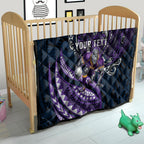 Personalised Melbourne Storm Quilt Polynesian Tribal Art Style With Cyborg Storm Mascot