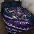 Personalised Melbourne Storm Quilt Bed Set Polynesian Tribal Art Style With Cyborg Storm Mascot