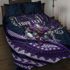 Personalised Melbourne Storm Quilt Bed Set Polynesian Tribal Art Style With Cyborg Storm Mascot