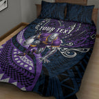 Personalised Melbourne Storm Quilt Bed Set Polynesian Tribal Art Style With Cyborg Storm Mascot