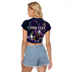 Personalised Melbourne Storm Raglan Cropped T Shirt Polynesian Tribal Art Style With Cyborg Storm Mascot