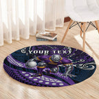 Personalised Melbourne Storm Round Carpet Polynesian Tribal Art Style With Cyborg Storm Mascot