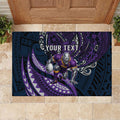 Personalised Melbourne Storm Rubber Doormat Polynesian Tribal Art Style With Cyborg Storm Mascot