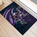 Personalised Melbourne Storm Rubber Doormat Polynesian Tribal Art Style With Cyborg Storm Mascot