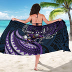 Personalised Melbourne Storm Sarong Polynesian Tribal Art Style With Cyborg Storm Mascot