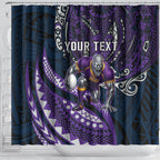 Personalised Melbourne Storm Shower Curtain Polynesian Tribal Art Style With Cyborg Storm Mascot