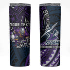 Personalised Melbourne Storm Skinny Tumbler Polynesian Tribal Art Style With Cyborg Storm Mascot