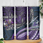 Personalised Melbourne Storm Skinny Tumbler Polynesian Tribal Art Style With Cyborg Storm Mascot