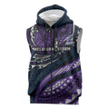 Personalised Melbourne Storm Sleeveless Zip Hoodie Polynesian Tribal Art Style With Cyborg Storm Mascot