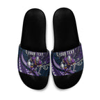 Personalised Melbourne Storm Slide Sandals Polynesian Tribal Art Style With Cyborg Storm Mascot