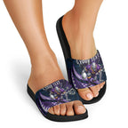 Personalised Melbourne Storm Slide Sandals Polynesian Tribal Art Style With Cyborg Storm Mascot