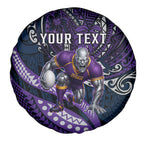 Personalised Melbourne Storm Spare Tire Cover Polynesian Tribal Art Style With Cyborg Storm Mascot