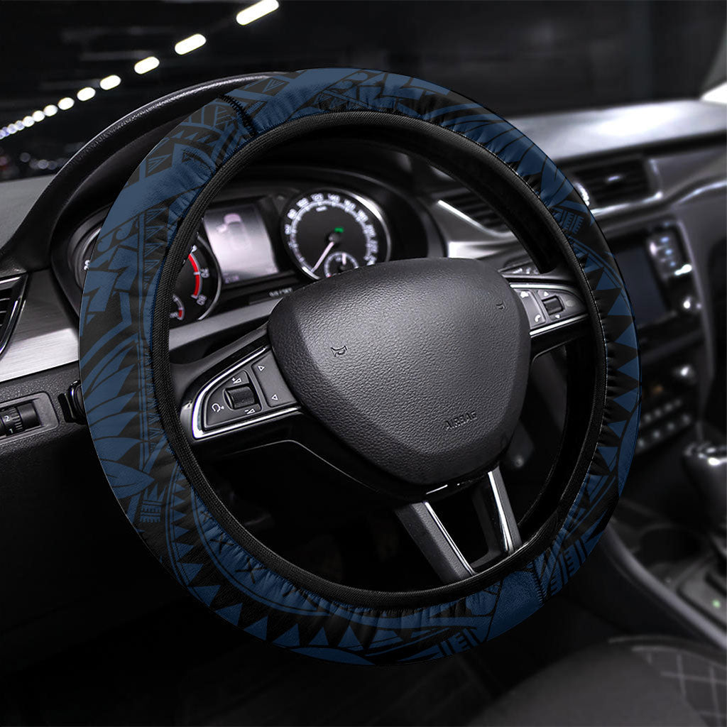 Melbourne Storm Steering Wheel Cover Polynesian Tribal Art Style With Cyborg Storm Mascot
