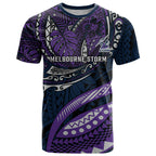 Personalised Melbourne Storm T Shirt Polynesian Tribal Art Style With Cyborg Storm Mascot