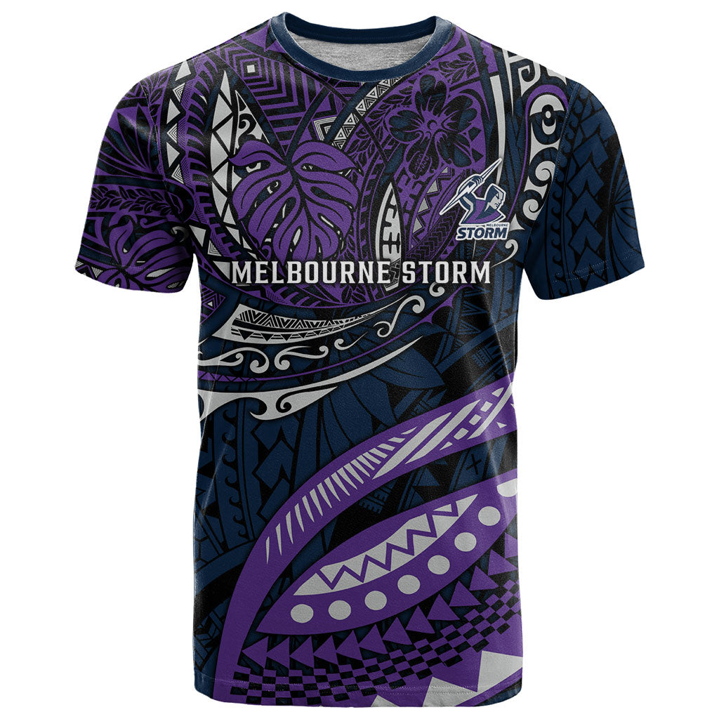 Personalised Melbourne Storm T Shirt Polynesian Tribal Art Style With Cyborg Storm Mascot