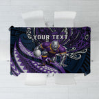 Personalised Melbourne Storm Tablecloth Polynesian Tribal Art Style With Cyborg Storm Mascot