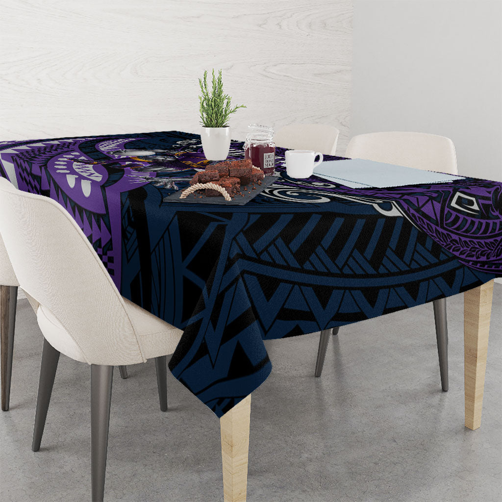 Personalised Melbourne Storm Tablecloth Polynesian Tribal Art Style With Cyborg Storm Mascot
