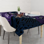 Personalised Melbourne Storm Tablecloth Polynesian Tribal Art Style With Cyborg Storm Mascot