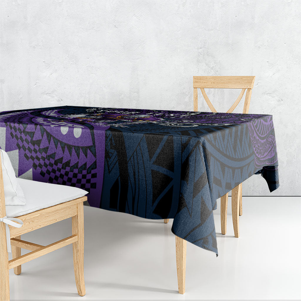 Personalised Melbourne Storm Tablecloth Polynesian Tribal Art Style With Cyborg Storm Mascot