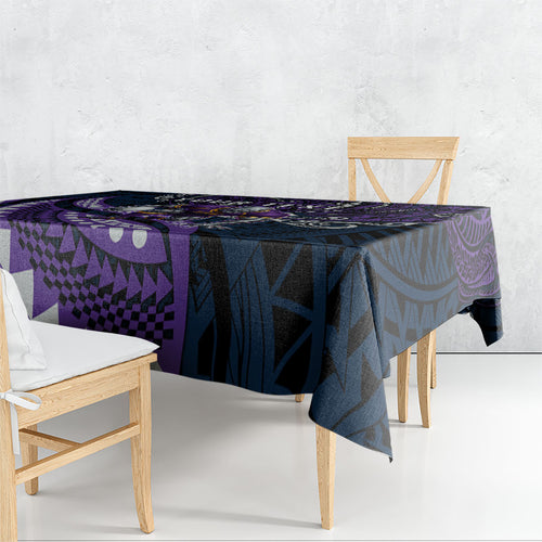 Personalised Melbourne Storm Tablecloth Polynesian Tribal Art Style With Cyborg Storm Mascot