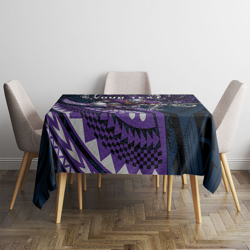 Personalised Melbourne Storm Tablecloth Polynesian Tribal Art Style With Cyborg Storm Mascot