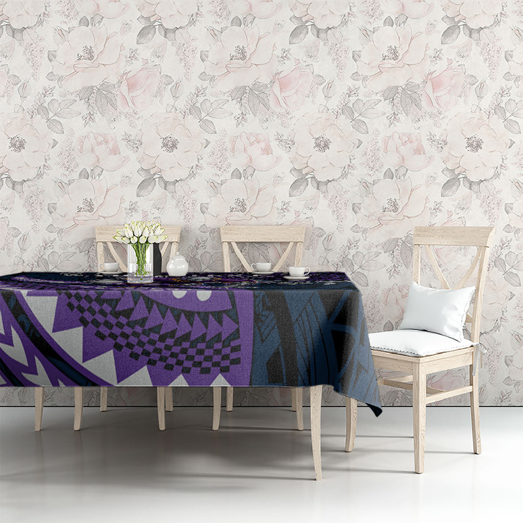 Personalised Melbourne Storm Tablecloth Polynesian Tribal Art Style With Cyborg Storm Mascot