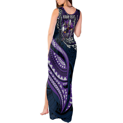 Personalised Melbourne Storm Tank Maxi Dress Polynesian Tribal Art Style With Cyborg Storm Mascot