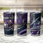Personalised Melbourne Storm Tumbler Cup Polynesian Tribal Art Style With Cyborg Storm Mascot