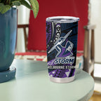 Personalised Melbourne Storm Tumbler Cup Polynesian Tribal Art Style With Cyborg Storm Mascot