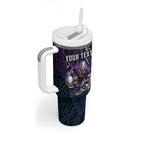 Personalised Melbourne Storm Tumbler With Handle Polynesian Tribal Art Style With Cyborg Storm Mascot