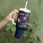 Personalised Melbourne Storm Tumbler With Handle Polynesian Tribal Art Style With Cyborg Storm Mascot